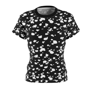 Women's AOP Cut & Sew Tee (Black with White spots)
