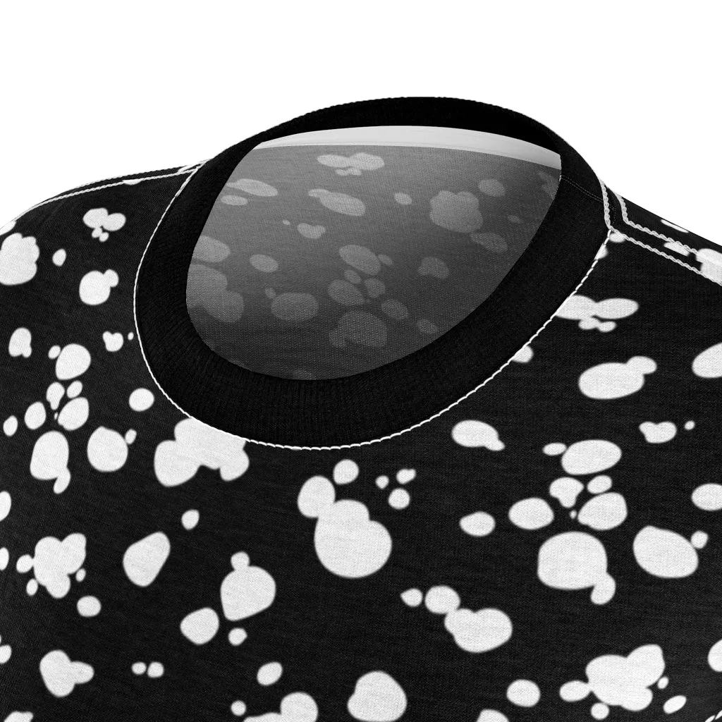 Women's AOP Cut & Sew Tee (Black with White spots)