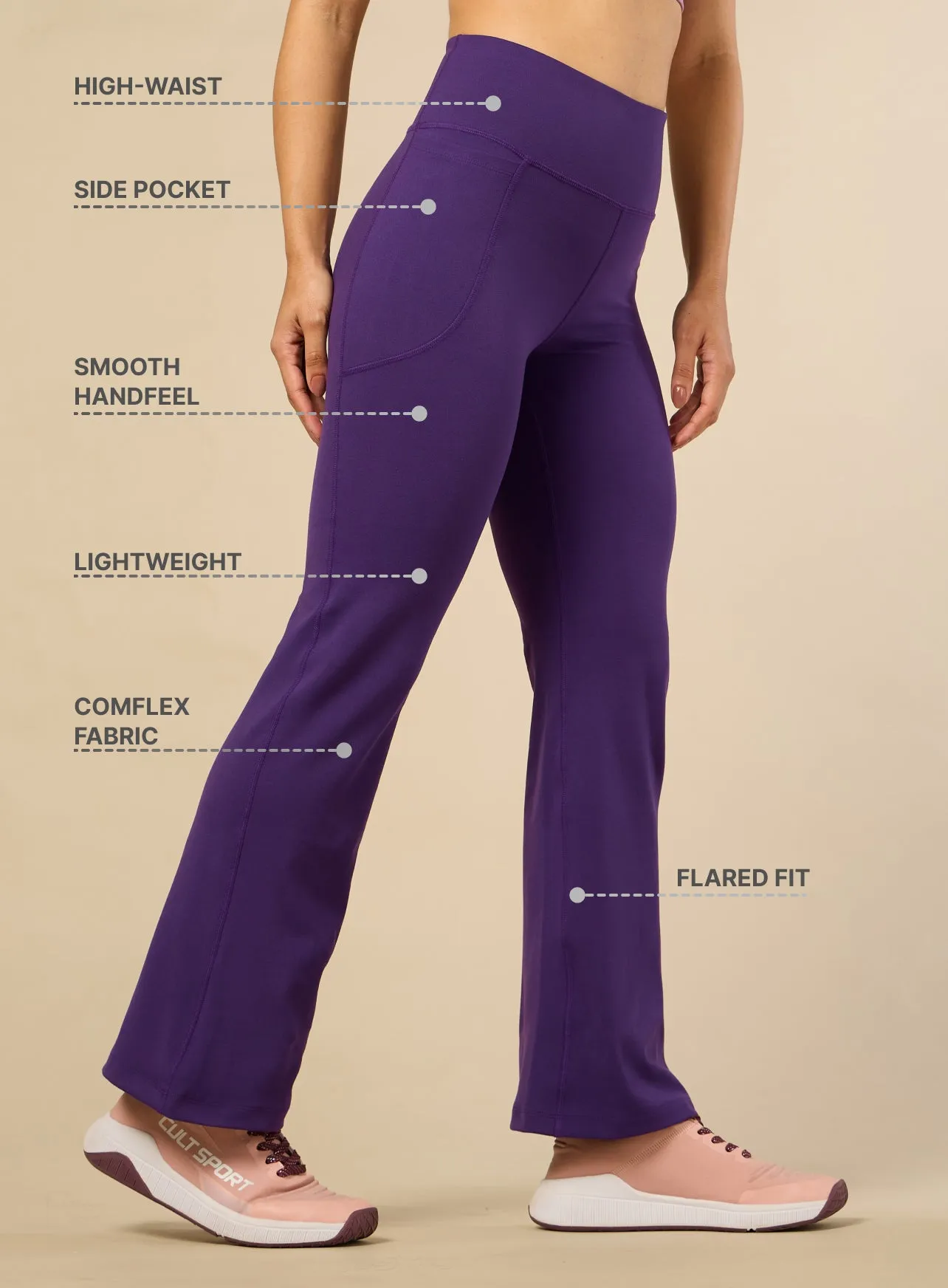Women's COMFlex Purple Performance Flare Pants