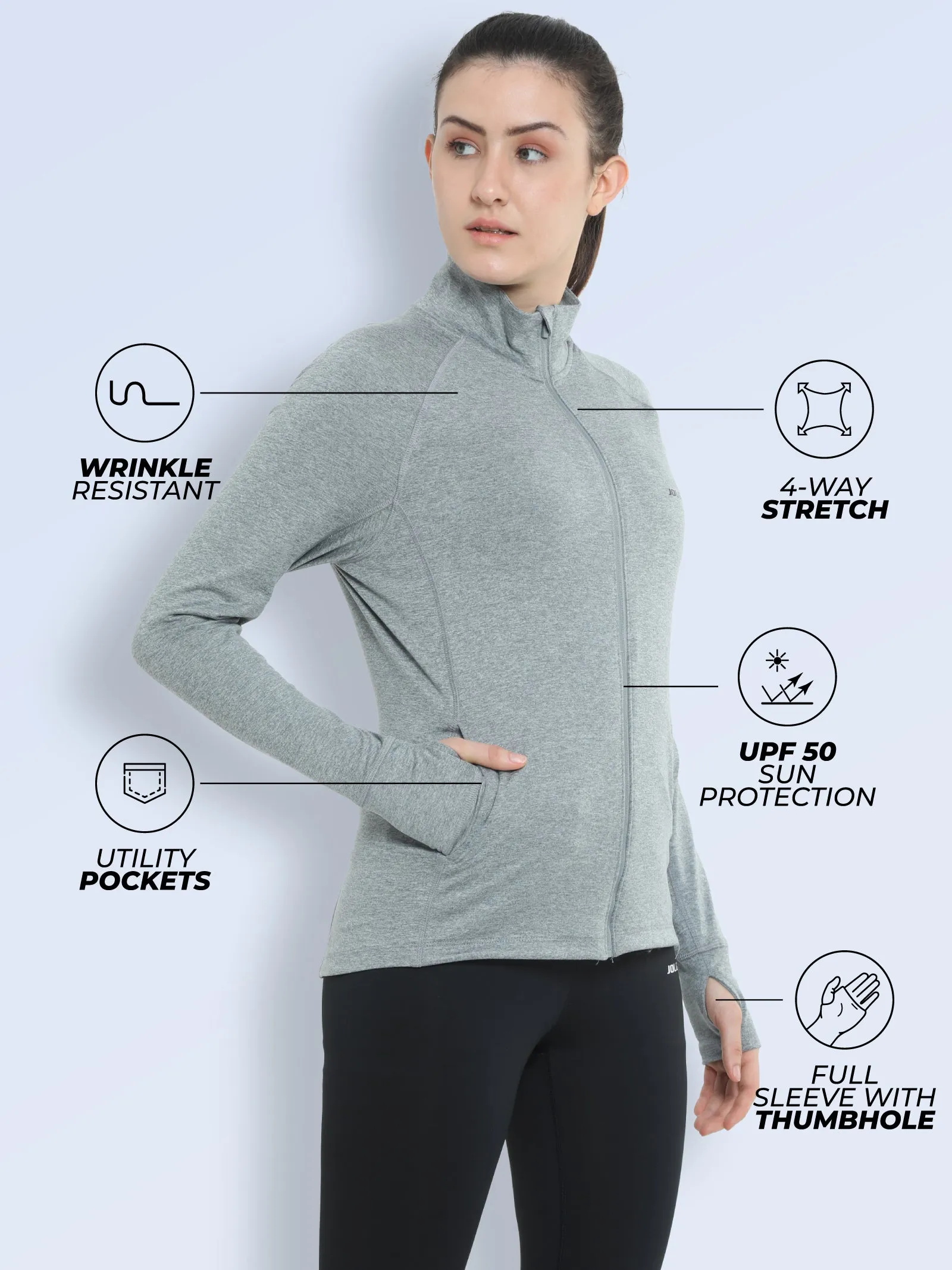 Women's UPF 50  Sun Protection High Neck Zipper Jacket