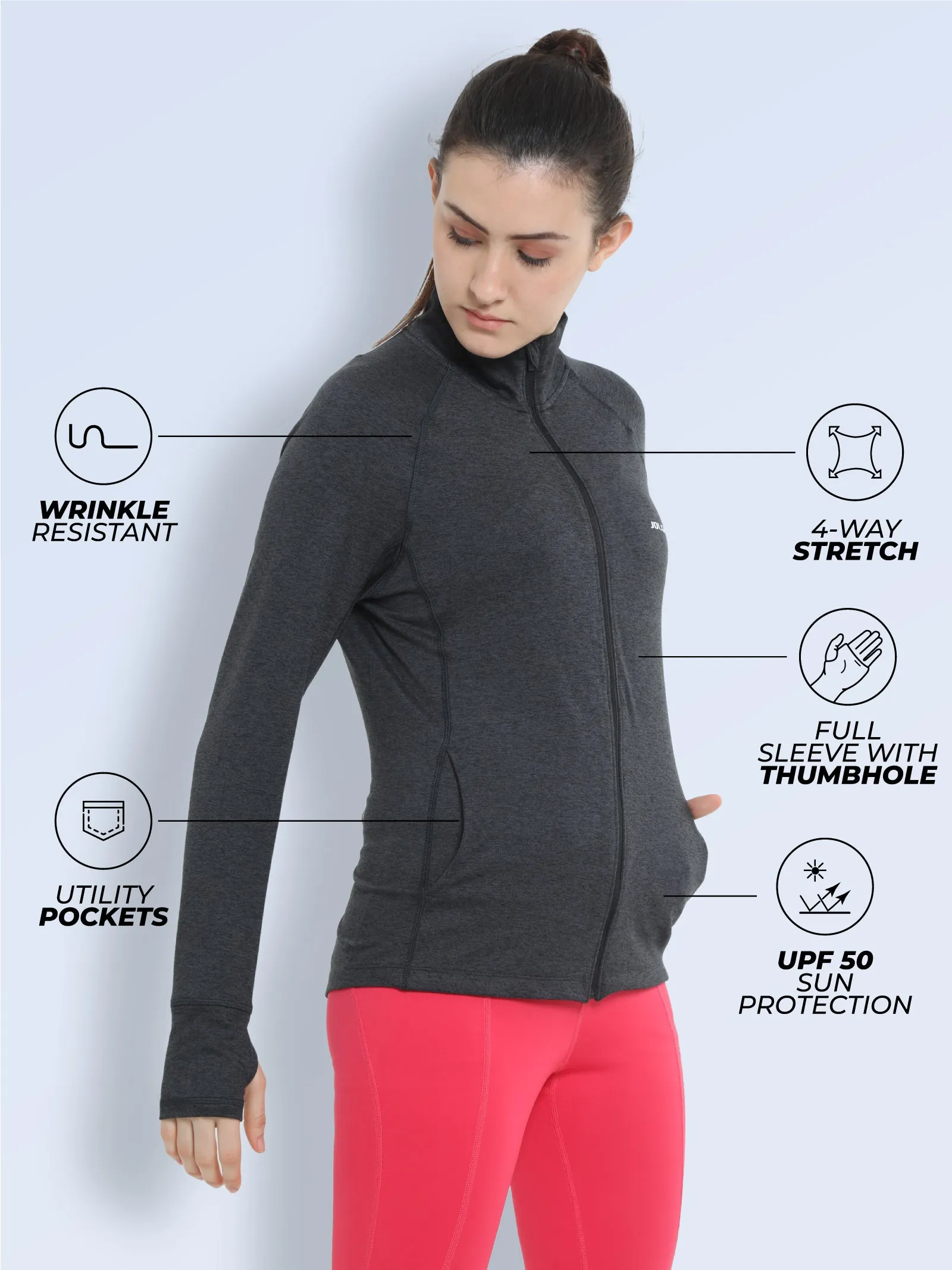 Women's UPF 50  Sun Protection High Neck Zipper Jacket