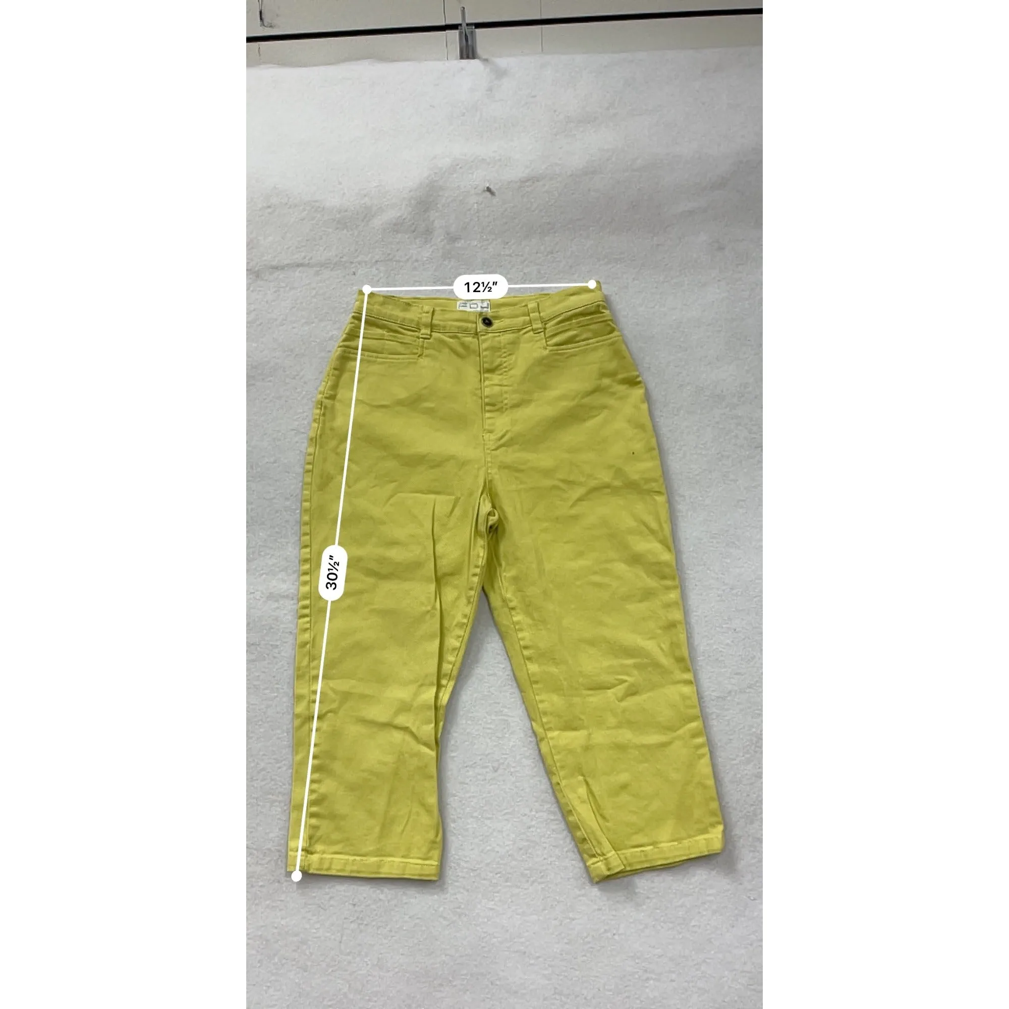 Womens Yellow Capri Pants Size 8 FDJ French Dressing Cotton & Lycra Stretch Cropped Trousers #6720