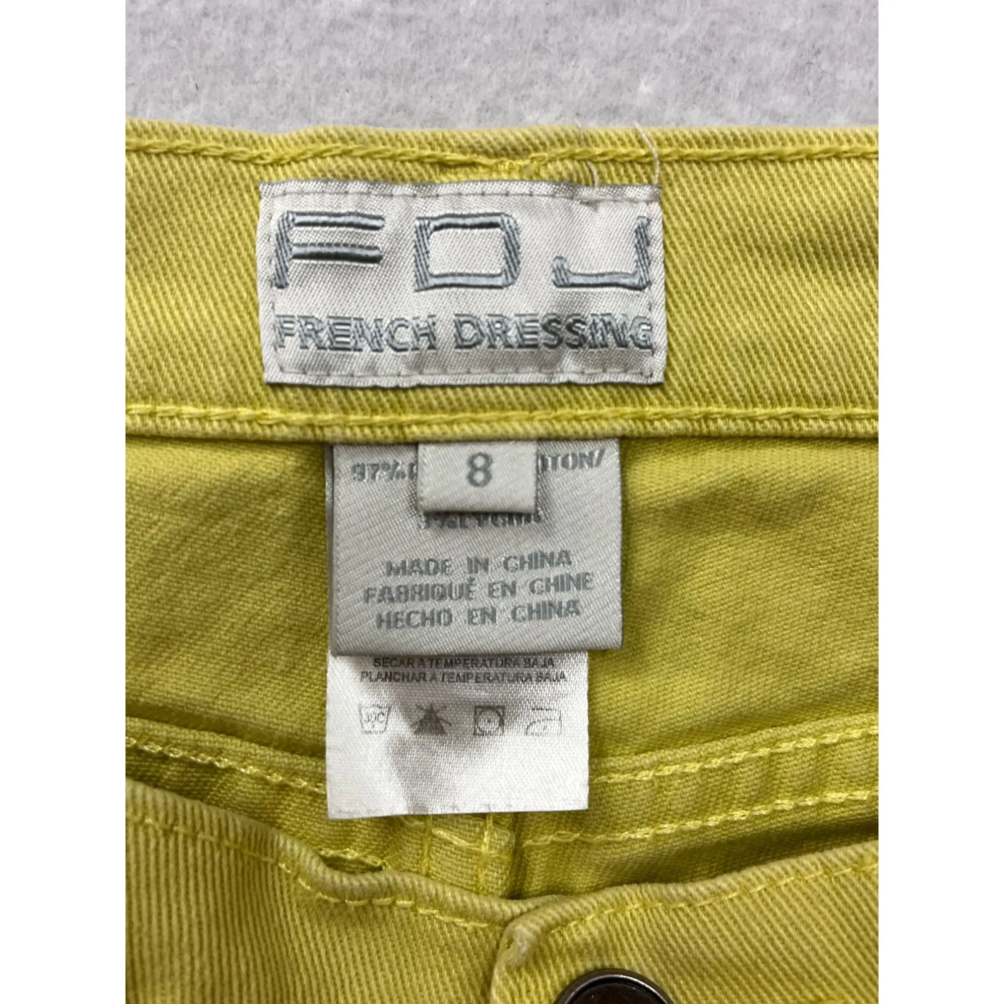 Womens Yellow Capri Pants Size 8 FDJ French Dressing Cotton & Lycra Stretch Cropped Trousers #6720