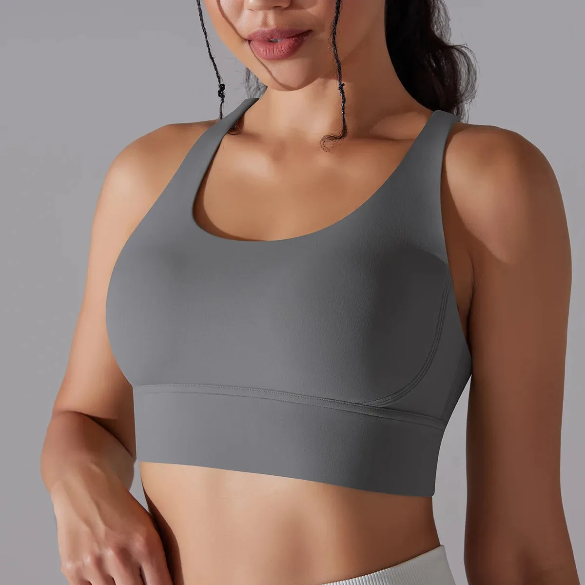 Women’s Yoga Bra Tank Top – Naked Feel Sport Bra Gym Vest Camisole for Fitness & Workout