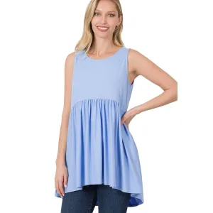 Zenana Spring Blue Sleeveless Empire Waist Top - PT3145