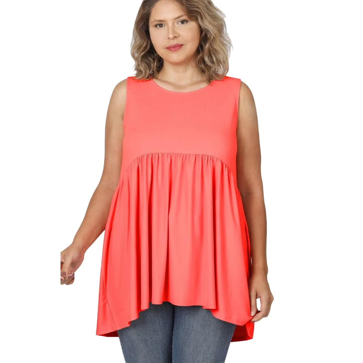 Zenana Spring Blue Sleeveless Empire Waist Top - PT3145