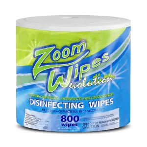 Zoom Evolution Disinfecting Wipes - 3200 Citrus-Scented 8" x 6" Wipes - 4 Large Rolls