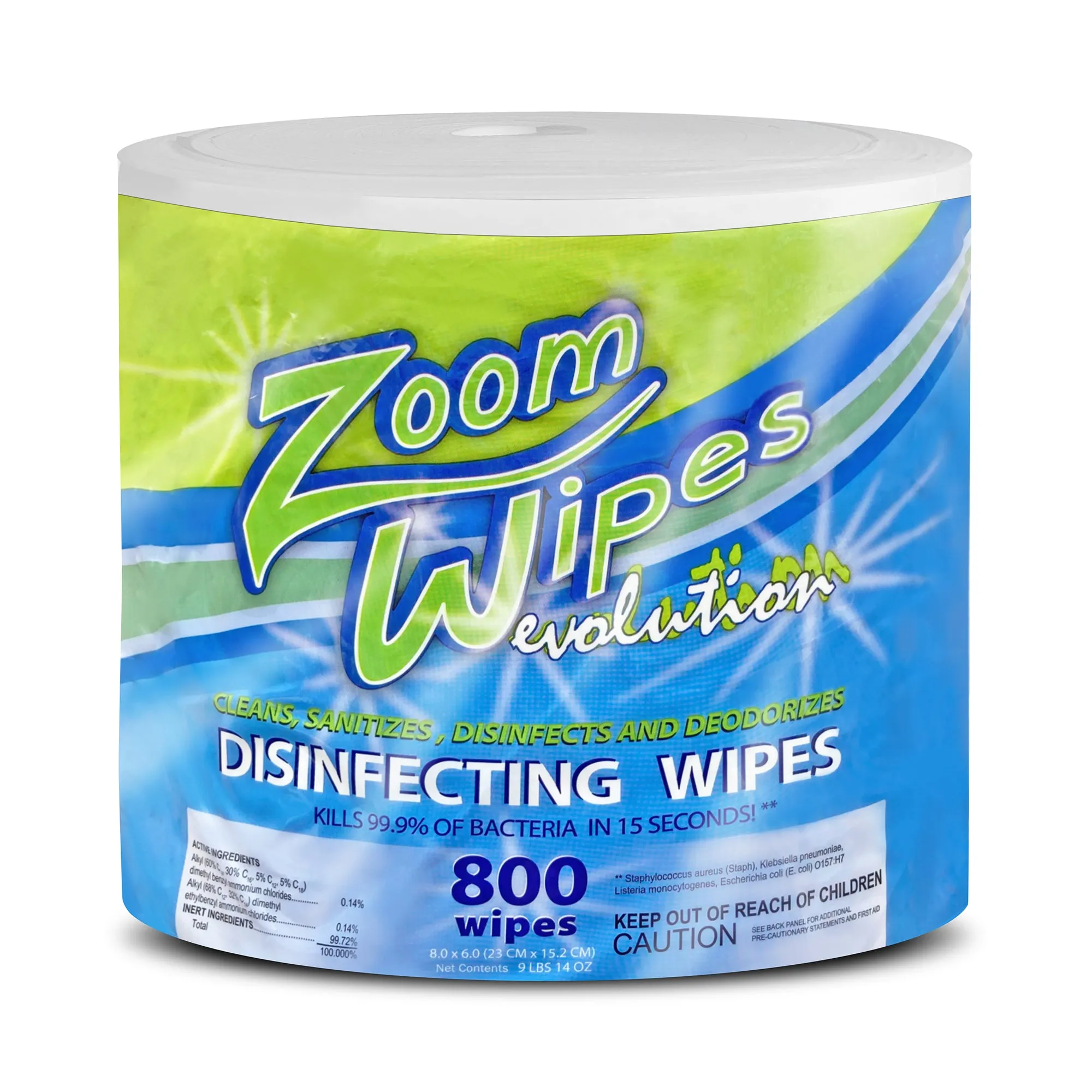 Zoom Evolution Disinfecting Wipes - 3200 Citrus-Scented 8" x 6" Wipes - 4 Large Rolls